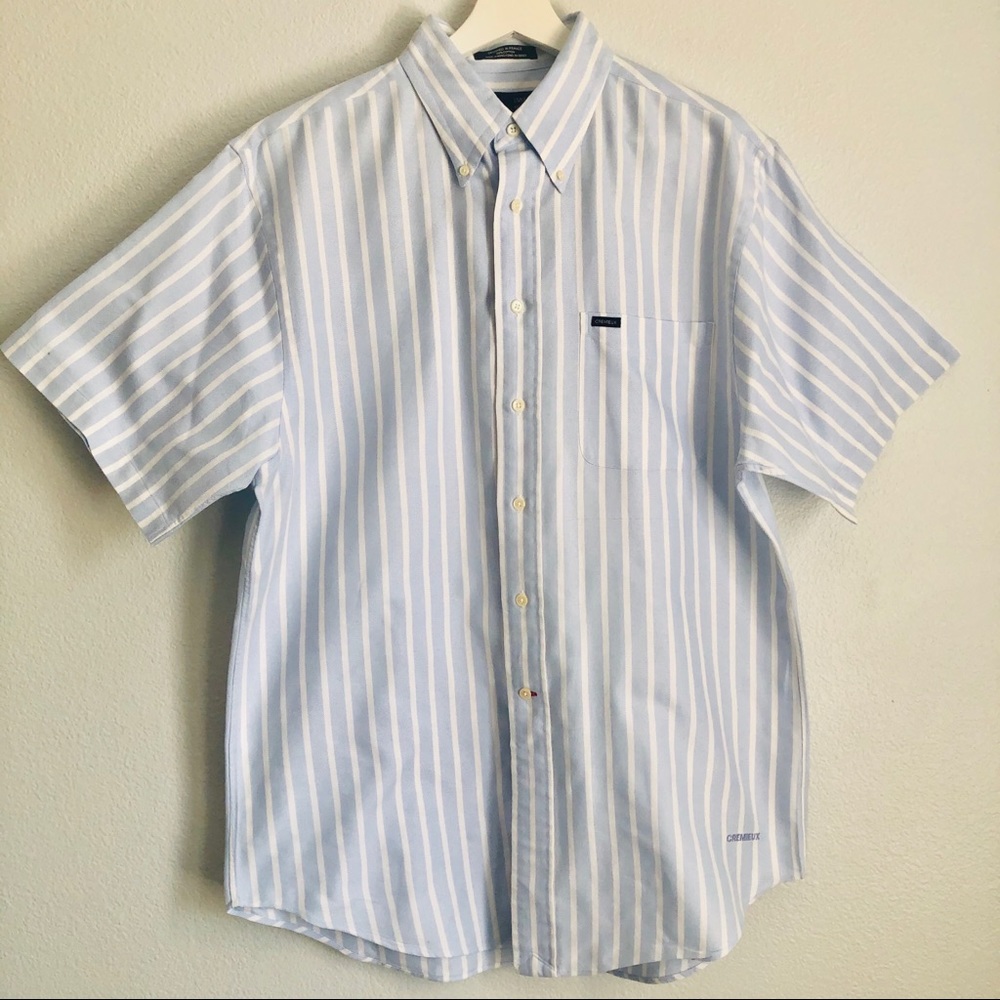 Daniel Cremieux Light Blue and White Striped Short Sleeve Button-Down Shirt